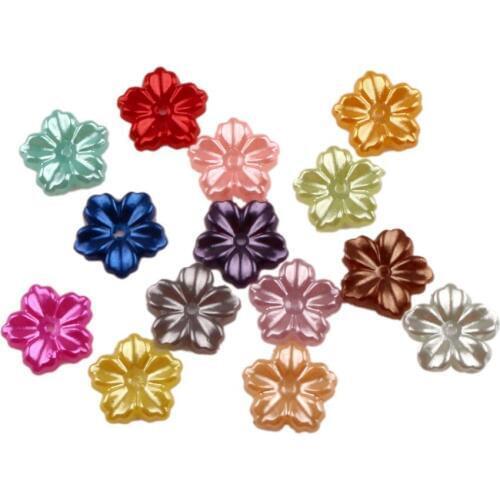 200Pcs Mixed Flower Pearls Beads Craft Handcraft Cabochon Flatback Decoration Embellishments For Scrapbooking Needlework Access