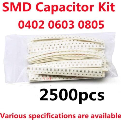 2500PCS/Lot 0402 0603 0805 SMD Capacitor Assorted kit 50values*50pcs 1pF~10uF Samples Kit Electronic Diy Kit 10pF1nF 10nF 100nF