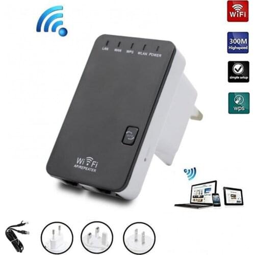 300m Dual Network Port Mini Wireless Signal Repeater WiFi Amplifier Adapter