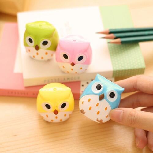 4 Colors Owl Pencil Sharpener Cutter Knife Gift Stationery For Students Kids