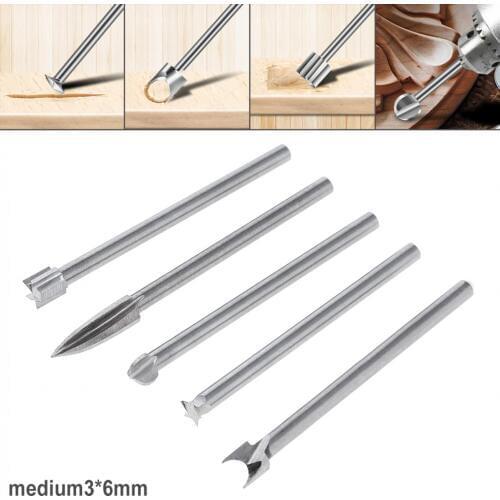 5pcs/lot Drill Bits 3mm Woodworking Engraving Cutter Milling Cutters Root Carving Tool Amber Wood Carving Set
