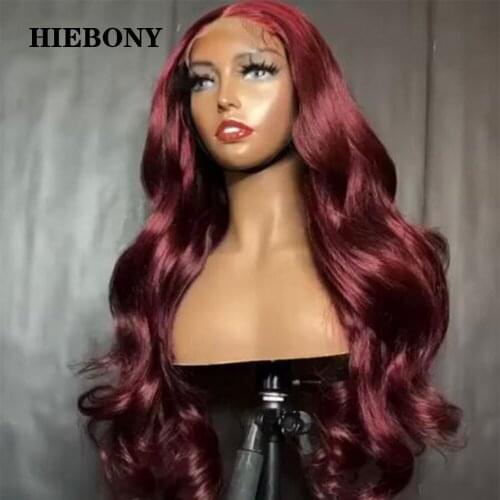 99J Wavy Lace Front Human Hair Wigs with Baby Hair 180% Brazilian Hair 13x6 99J Color Loose Wave Lace Front Wigs Bleached Knots