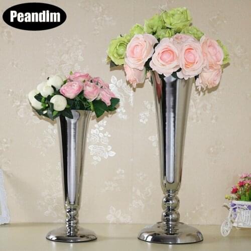 PEANDIM Modern Tabletop Flower Vases Minimalist Home Ornaments Crafts Decorative Wedding Metal Flowers Vase Free Gifts