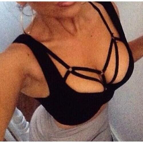 Body Harness Bandage Girl Elastic Bra Straps Cross Bra Crop Top Hollow Out Unlined Bandage Bra Underwear B0396