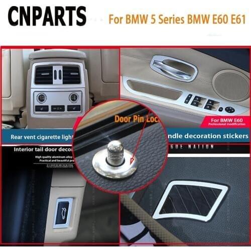CNPARTS Silver Car Styling Interior Mouldings For BMW 5 Series BMW E60 E61 Door Handle Lock Pin Knob Outlet Decorative Sequins