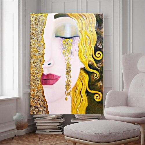 Canvas Painting Art Gustav Klimt Golden Tears Canvas Paintings Wall Art Printed Picture Famous Painting Classical Art Home Decor