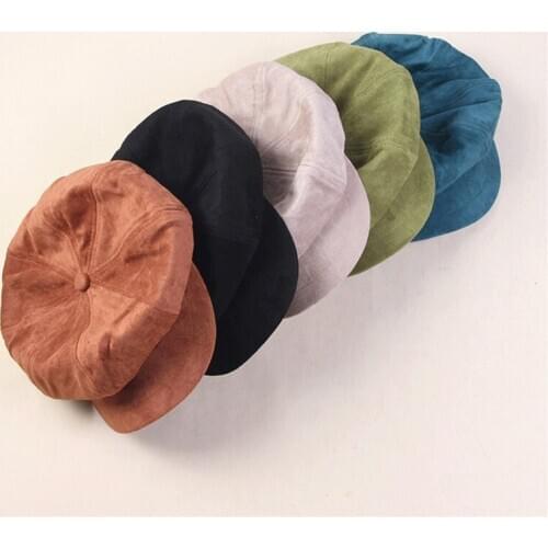 Autumn Winter New Style Solid Color Duck Tongue Beret Casual Octagonal Cap Joker Painter Hat 08