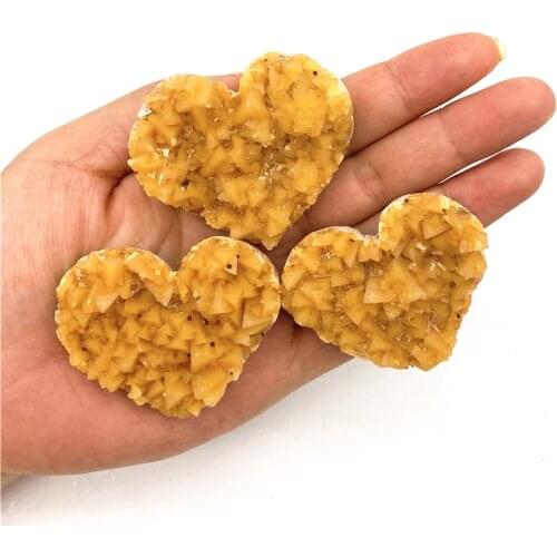 Beautiful 1pc Natural Yellow Calcite Cluster Heart-shaped Raw Quartz Crystal Healing Specimen Gemstone Natural Quartz Crystals