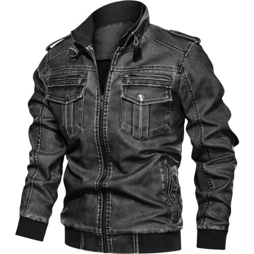 L-6XL 2019 Winter New Men Leather Jacket killer Vintage Motorcycle Faux Leather Coat Fashion PU plus size Bomber Jacket Mens