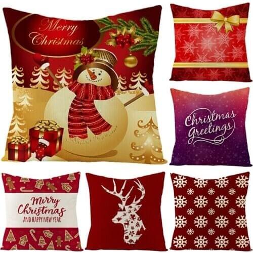 Linen Christmas Cushion Cover Home Decor Pillow Case Car Bed Nordic For Country House Vintage 45x45cm Textile Luxury Living Room