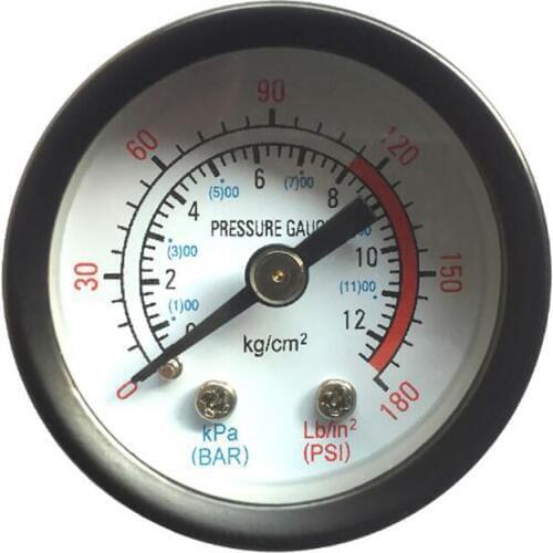 42mm Diameter Pressure Gauge for Air Compressor Water Oil Gas, Pneumatic Tool ZG1/8 Center Back Mount, 0-180 PSI, 0-12Bar