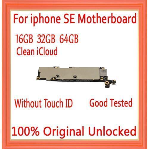Free iCloud for iphone SE 5SE Motherboard without Touch ID,Original unlocked for iphone SE Mainboard+Full Chips,16GB 32GB 64GB