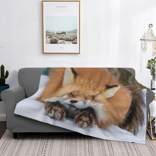 Fox Animal Cute Blankets Velvet Summer Snow Mammal Multifunction Super Soft Throw Blankets for Bedding Outdoor Plush Thin Quilt