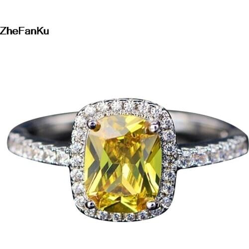 Fashion Rings For Women Multicolor Square Crystal Zircon Ring For Ladies Wedding Band Thin Engagement Ring