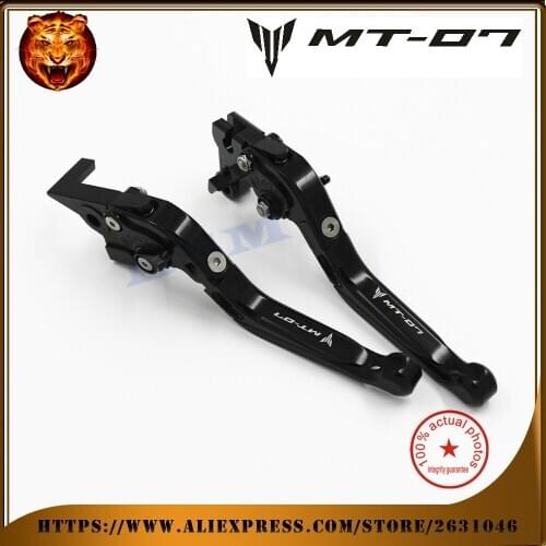 Motorcycle Aluminum Adjustabale Folding Extendable Brake Clutch Lever logo For YAMAHA MT07 FZ07 MT-07 FZ-07 2014 2015 2016 Black