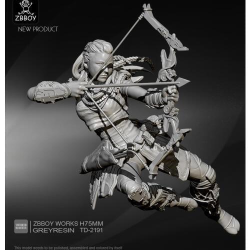 75mm Resin Figure Kits Future Female Shooter Resin Soldier Self-assembled TD-2191