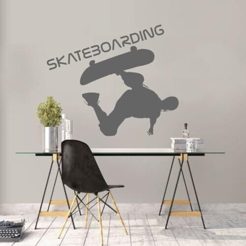 Skateboarder Air Stunt Tricks Decal Wall Art Skateboard Sports Sticker for Home And BedRoom Decoration Removable A002489