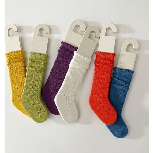 1-8Years New Children Cotton Socks For Girls Frilly Sock Knee High Toddlers Long Socks Hollow Out Infant Baby Floor Sock