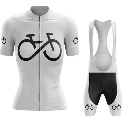 White Cycling Clothing 9D Gel Padded Bib Pants Women Breathable Short Sleeve Bicycle Clothing Cycling Set Maillot Ciclismo Mujer