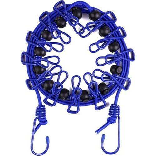 Solid Portable Travel Clothesline for Home Hotel Camping Indoor Outdoor Adjustable End Hooks 12 Clothespin Movable Locking Beads