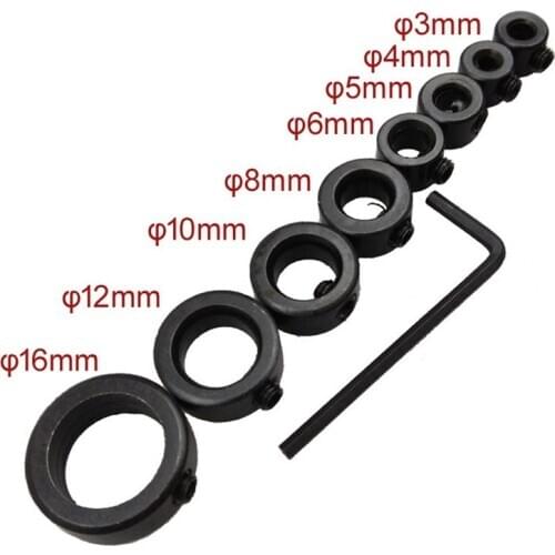 9Pcs Bit Positioner Free Small Wrench Drill Depth Stop Ring Woodworking Drill Bit Limiter 3-16mm Woodworking Tools