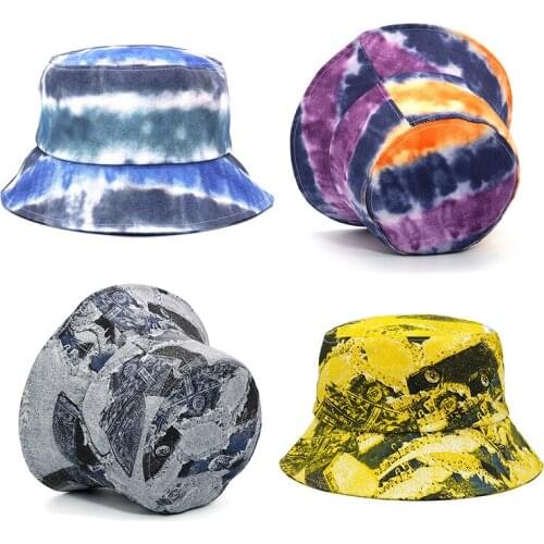 Summer Tie Dye Travel Bucket Hat Men Women Fashion Hip Hop Fisherman Hat Bob Boys Girl Street Outdoor Hat Panama
