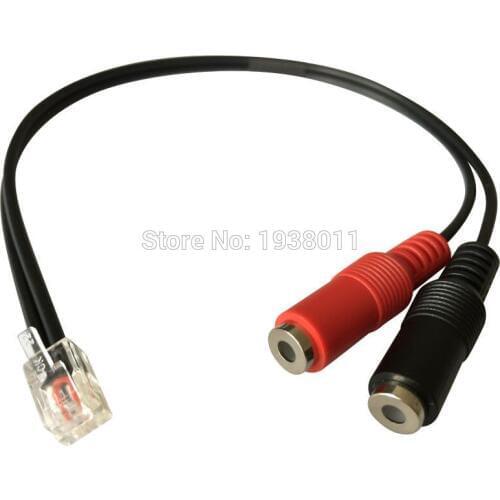 PC Headset to Grandstream phones, Yealink T20P T22P T26P Snom 320 710 Phone Adapter - Dual 3.5mm to phone RJ9 adapter
