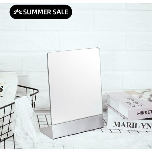 Rectangle Tabletop Large Non-Magnifying One-Sided HD Makeup Mirror with EVA Base 304 Stainless Steel Standing Mirror