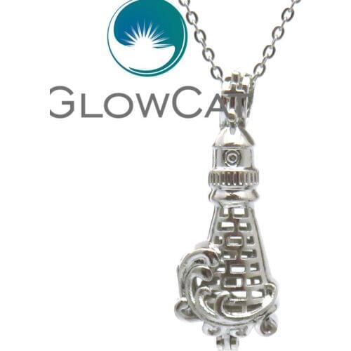 R-K570 Best Gift Sea Lighthouse Tower Beads Cage Essential Oil Diffuser Pearl Cage Locket Pendant Necklace Women Girl