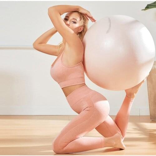 Pink Knit Seamless Yoga Set Women Workout Tracksuit Sleeveless Fitness Gym Suit High Quality Elastic Training Dancing Sport Wear