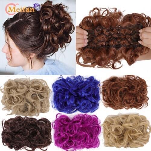 MEIFAN Synthetic Bride Messy Big Hair Bun Curly Chignon with Comb Clips in Chignon Hairpiece updo Cover Hair Tail Extension