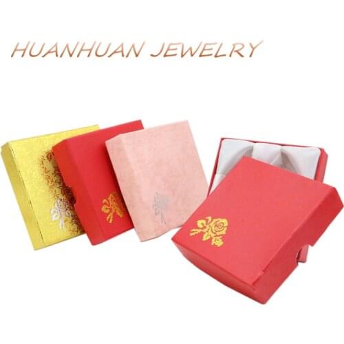 Red Pink Golden Kraft Paper Casket Jewelry Box Party Gift Earring Ring Necklace Beads Packaging Case Jewellery Boxes B3446