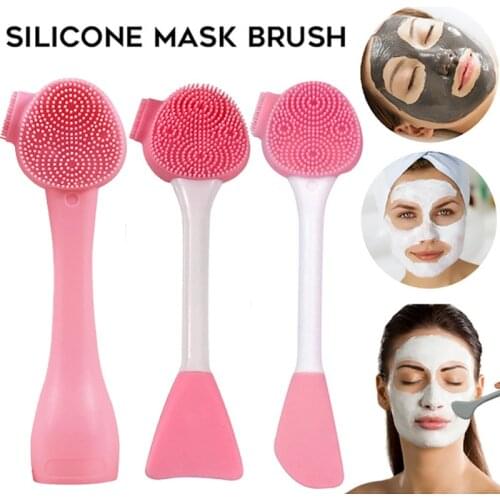Silicone Double Brush Facial Mask Brush Makeup Tools Multifunction Facial Cleansing Brush Skin Beauty Treatment Massager