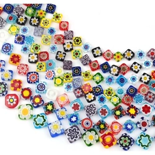 6 8 10mmSquare Flower Glass Beads, Used To Make Jewelry Bracelets DIY Jewelry Found Results Bulk Glass Round Beads Wholesale