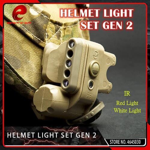 Element Airsoft Tactical GEN 2 HELMET LIGHT White Red IR Led Gen II Helmet Flashlight Fit 20mm Picatinny Rail Black Tan