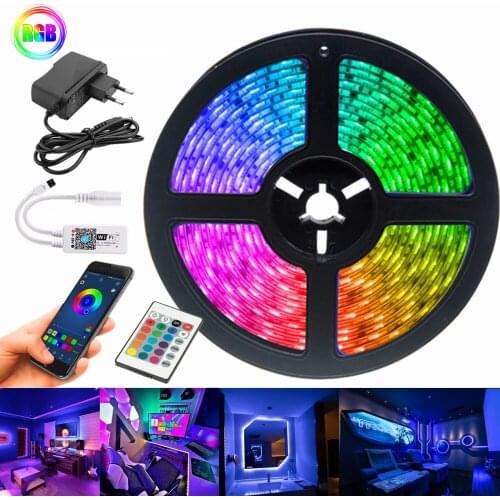 5M LED Light Strip For Christmas Party RGB Bedroom Decoration Flexible Ribbon String Diode WIfi Control Compatible Alexa Google