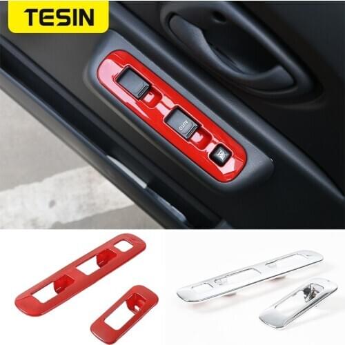 TESIN ABS Car Styling Interior Window Lift Button Decoration Cover Trim Frame Panel Sticker For Suzuki Jimny 2007+ Accessories
