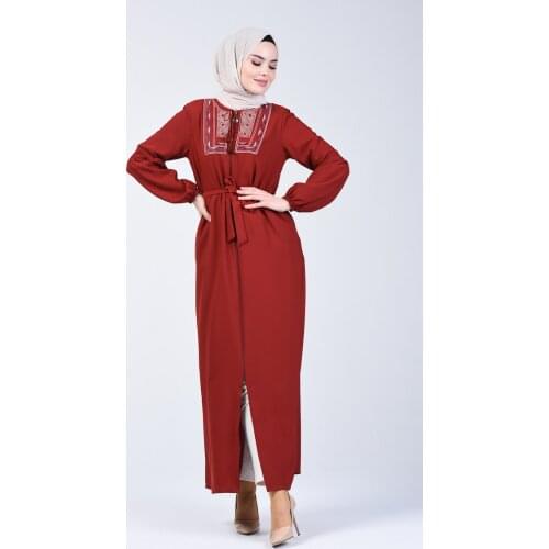 Minahill Embroidered Belted Abaya 5045-02 Tile 5045-02