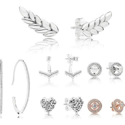 S925 Sterling Silver Rose Vintage Allure Eternal Heart Earrings Curved Particle Princess Wishbone Shaped Female Jewelry