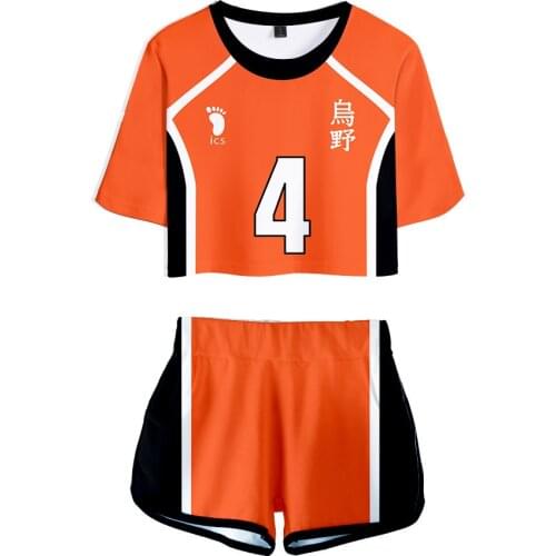 Anime Haikyuu Tracksuit Women Two Piece Set Top and Shorts Hinata Shoyo Kageyama Tobio Cosplay Costumes Fashion Print Casual 3D