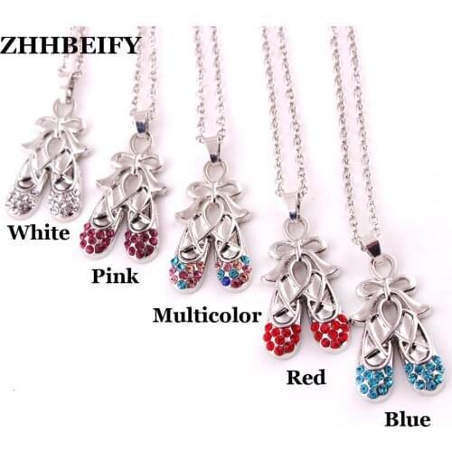 Women Necklace Jewelry Link Chain Cute Ballet Shoes Shape Colorful Crystal Zinc Alloy Dropshipping