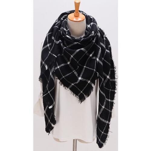 Winter summer hijab Triangle Scarf For Women female Brand Designer Shawl Cashmere Plaid Scarves Blanket Dropshipping XS027-9
