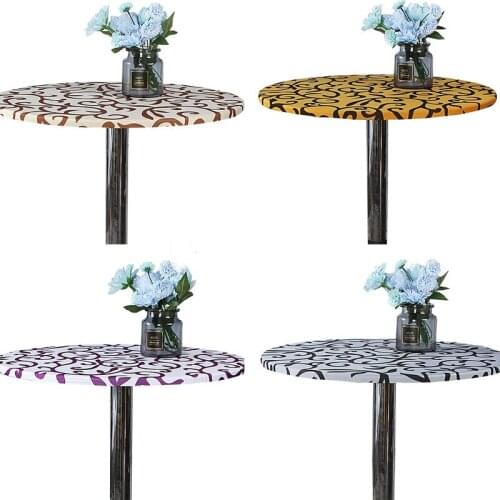 60cm Fashion Printed Stretch Tablecloth Round Short Hotel Dining Table Cover Home Decorative Elastic Table Cloth Protector