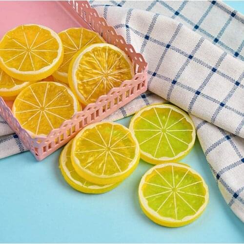 12pcs Small Artificial Fruit Lemon Slices Christmas Simulation Fruit Decorative Fake Lemon Ornament Party Kitchen Wedding Decor