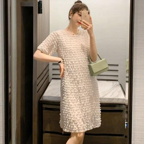 70679# Maternity Clothes Summer O Neck Short Sleeves Easy Matching Loose Stylish Dress Pregnant Women Pregnancy Clothes