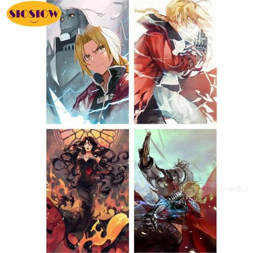 5d Diamond Embroidery Japanese Cartoon Fullmetal Alchemist Edward Alphonse Fan Art Diamond Painting Cross Stitch Decor Room Teen