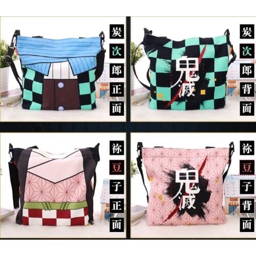 Anime Demon Slayer Kimetsu No Yaiba Tanjiro Kamado Nezuko Cosplay Costumes Canvas Bag Shoulder Crossbody Bags For Women CS112
