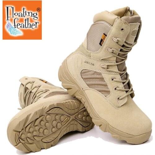 DELTA Men Hiking Shoes Military Desert Tactical Boot Army Genuine Leathe Breathable Hunting Climbing Work Shoes Ankle Boots