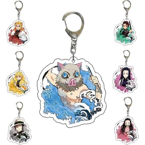New Anime Demon Slayer Arcrylic Keychains for Women Cosplay Tanjirou Nezuko Keyring Pandent Accessories Cute Bag Key Holder