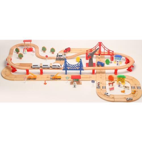 Wooden Railway Track Highway Train Accessories for Remote Control Electric Train Wooden Circular Curved Orbit Toys for Kids